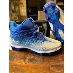 Under Armour Football Cleats Spotlight Franchise 2.0 Blue White UA Size 5Y